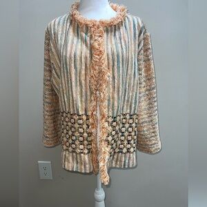 Chico’s Jacket Cardigan Unique Design Size 3